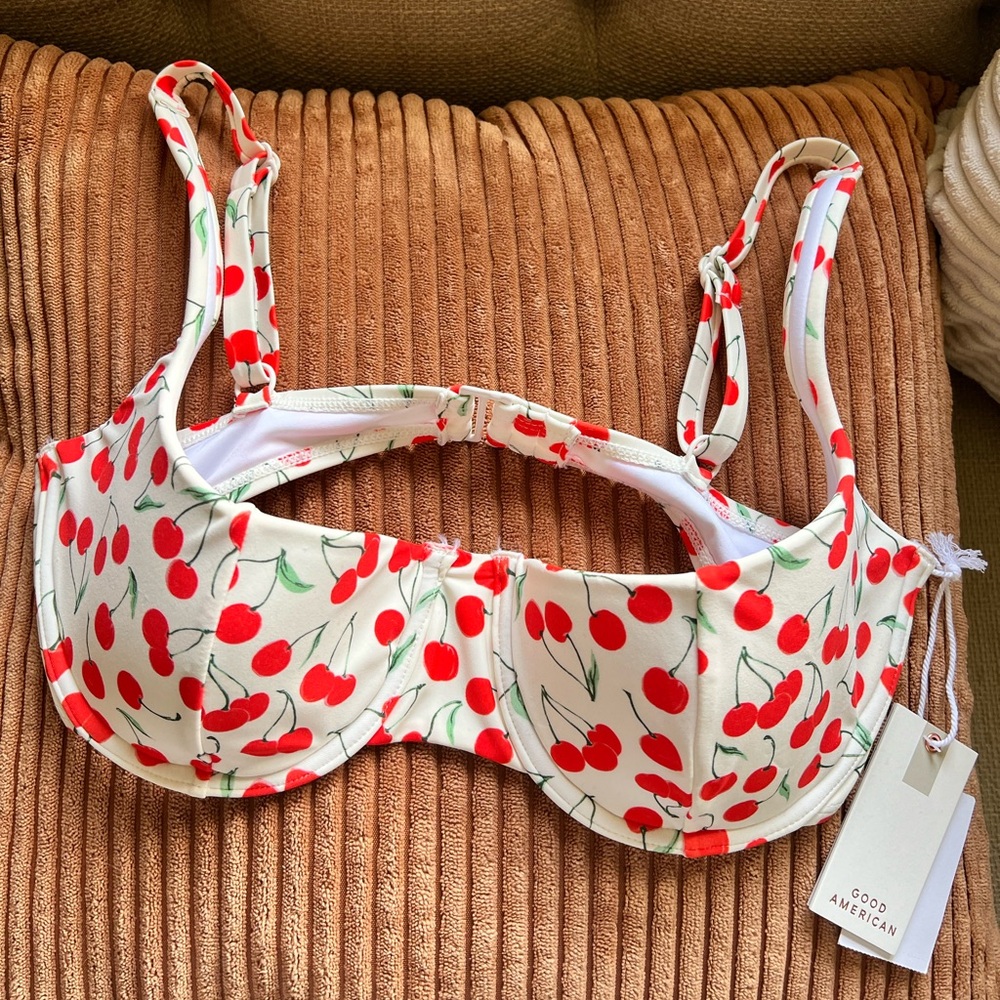Good American cherry print bikini top